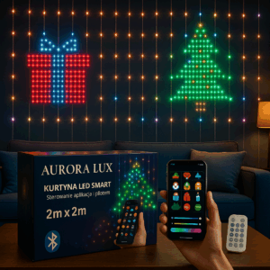 Kurtyna LED Smart 2x2 m – Sterowanie Aplikacją i Pilotem